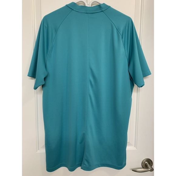 Nike Golf DRI-FIT XL Henley Blade Collar Polo Shirt Teal Blue Embroidered Swoosh - Picture 2 of 8